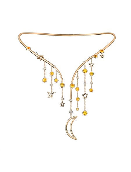 Flamboyant Diamond Adorned Gold Neckwear Set